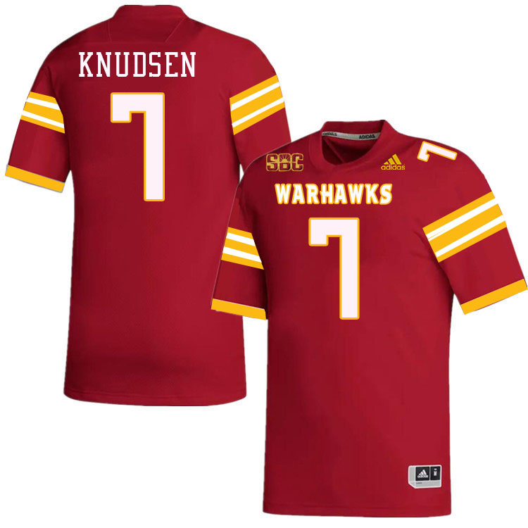 #7 Daniel Knudsen Louisiana-Monroe Warhawks College Football Jerseys Stitched-Red